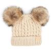 imageCC Exclusives Children Kid Double Pompom Knitted Beanie for Kids Ages 25 KID23KID24KIDS2055A Pompom Beige