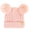 imageCC Exclusives Children Kid Double Pompom Knitted Beanie for Kids Ages 25 KID23KID24KIDS2055A Pompom Palepink Solid