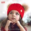 imageCC Exclusives Children Kid Double Pompom Knitted Beanie for Kids Ages 25 KID23KID24KIDS2055A Pompom Red