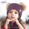 imageCC Exclusives Children Kid Double Pompom Knitted Beanie for Kids Ages 25 KID23KID24KIDS2055A Pompom Violet