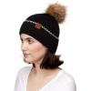 imageCC Exclusives Geometric Cable Beanie Hat with Faux Fur Pom HAT2298HAT7011HAT2213YJ920Accent Cuffblack
