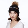 imageCC Exclusives Geometric Cable Beanie Hat with Faux Fur Pom HAT2298HAT7011HAT2213YJ920Accent Cuffblack