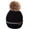 imageCC Exclusives Geometric Cable Beanie Hat with Faux Fur Pom HAT2298HAT7011HAT2213YJ920Accent Cuffblack