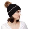 imageCC Exclusives Geometric Cable Beanie Hat with Faux Fur Pom HAT2298HAT7011HAT2213YJ920Accent Cuffblack