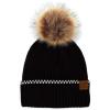 imageCC Exclusives Geometric Cable Beanie Hat with Faux Fur Pom HAT2298HAT7011HAT2213YJ920Accent Cuffblack