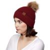 imageCC Exclusives Geometric Cable Beanie Hat with Faux Fur Pom HAT2298HAT7011HAT2213YJ920Accent Cuffburgundy