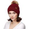 imageCC Exclusives Geometric Cable Beanie Hat with Faux Fur Pom HAT2298HAT7011HAT2213YJ920Accent Cuffburgundy