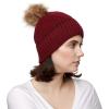 imageCC Exclusives Geometric Cable Beanie Hat with Faux Fur Pom HAT2298HAT7011HAT2213YJ920Accent Cuffburgundy