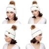 imageCC Exclusives Geometric Cable Beanie Hat with Faux Fur Pom HAT2298HAT7011HAT2213YJ920Accent Cuffivory