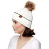 imageCC Exclusives Geometric Cable Beanie Hat with Faux Fur Pom HAT2298HAT7011HAT2213YJ920Accent Cuffivory