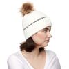 imageCC Exclusives Geometric Cable Beanie Hat with Faux Fur Pom HAT2298HAT7011HAT2213YJ920Accent Cuffivory