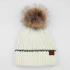 imageCC Exclusives Geometric Cable Beanie Hat with Faux Fur Pom HAT2298HAT7011HAT2213YJ920Accent Cuffivory