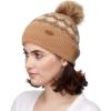 imageCC Exclusives Geometric Cable Beanie Hat with Faux Fur Pom HAT2298HAT7011HAT2213YJ920Camel