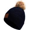 imageCC Exclusives Geometric Cable Beanie Hat with Faux Fur Pom HAT2298HAT7011HAT2213YJ920Navy