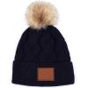 imageCC Exclusives Geometric Cable Beanie Hat with Faux Fur Pom HAT2298HAT7011HAT2213YJ920Navy