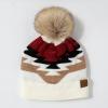 imageCC Exclusives Plush Yarn Pom Beanie hat with Daisy Pattern HAT2093HAT3001HAT4005HAT4009HAT4023Aztec Patternivory