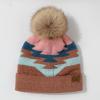 imageCC Exclusives Plush Yarn Pom Beanie hat with Daisy Pattern HAT2093HAT3001HAT4005HAT4009HAT4023Aztec Patterntaupe