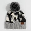 imageCC Exclusives Plush Yarn Pom Beanie hat with Daisy Pattern HAT2093HAT3001HAT4005HAT4009HAT4023Camogrey