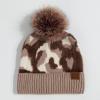 imageCC Exclusives Plush Yarn Pom Beanie hat with Daisy Pattern HAT2093HAT3001HAT4005HAT4009HAT4023Camotaupe
