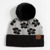 imageCC Exclusives Plush Yarn Pom Beanie hat with Daisy Pattern HAT2093HAT3001HAT4005HAT4009HAT4023Daisyblack
