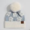 imageCC Exclusives Plush Yarn Pom Beanie hat with Daisy Pattern HAT2093HAT3001HAT4005HAT4009HAT4023Daisyblue