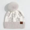 imageCC Exclusives Plush Yarn Pom Beanie hat with Daisy Pattern HAT2093HAT3001HAT4005HAT4009HAT4023Daisyltmelgrey