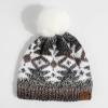 imageCC Exclusives Plush Yarn Pom Beanie hat with Daisy Pattern HAT2093HAT3001HAT4005HAT4009HAT4023Multi Yarn Aztecgrey Mix