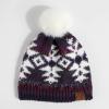 imageCC Exclusives Plush Yarn Pom Beanie hat with Daisy Pattern HAT2093HAT3001HAT4005HAT4009HAT4023Multi Yarn Aztecpurple Mix