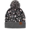 imageCC Exclusives Soft Beanie hat with Leopard Pattern and Fur PomHAT7001SF7001A Gift Setlt Mel Grey