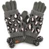 imageCC Exclusives Soft Beanie hat with Leopard Pattern and Fur PomHAT7001SF7001A Gift Setlt Mel Grey