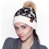 imageCC Exclusives Soft Beanie hat with Leopard Pattern and Fur PomHAT7001SF7001Ivoryleo