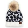 imageCC Exclusives Soft Beanie hat with Leopard Pattern and Fur PomHAT7001SF7001Ivoryleo