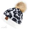 imageCC Exclusives Soft Beanie hat with Leopard Pattern and Fur PomHAT7001SF7001Ivoryleo
