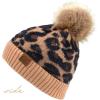 imageCC Exclusives Soft Beanie hat with Leopard Pattern and Fur PomHAT7001SF7001Latteleo