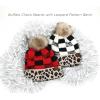 imageCC Exclusives Soft Beanie hat with Leopard Pattern and Fur PomHAT7001SF7001Leopard Black White Plaid