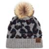 imageCC Exclusives Soft Beanie hat with Leopard Pattern and Fur PomHAT7001SF7001Lt Mel Greyleo