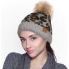 imageCC Exclusives Soft Beanie hat with Leopard Pattern and Fur PomHAT7001SF7001Lt Mel Greyleo