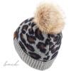 imageCC Exclusives Soft Beanie hat with Leopard Pattern and Fur PomHAT7001SF7001Lt Mel Greyleo