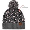 imageCC Exclusives Soft Beanie hat with Leopard Pattern and Fur PomHAT7001SF7001Ltmelgreyleopard Pom