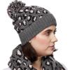 imageCC Exclusives Soft Beanie hat with Leopard Pattern and Fur PomHAT7001SF7001Ltmelgreyleopard Pom