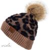 imageCC Exclusives Soft Beanie hat with Leopard Pattern and Fur PomHAT7001SF7001Mocha