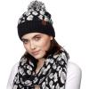 imageCC Exclusives Soft Beanie hat with Leopard Pattern and Fur PomHAT7001SF7001Ultla Soft  Black