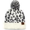 imageCC Exclusives Soft Beanie hat with Leopard Pattern and Fur PomHAT7001SF7001Ultla Soft  Ivory