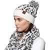 imageCC Exclusives Soft Beanie hat with Leopard Pattern and Fur PomHAT7001SF7001Ultla Soft  Ivory