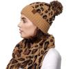 imageCC Exclusives Soft Beanie hat with Leopard Pattern and Fur PomHAT7001SF7001Ultla Soft  Latte