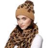 imageCC Exclusives Soft Beanie hat with Leopard Pattern and Fur PomHAT7001SF7001Ultla Soft  Latte