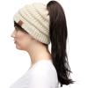 imageCC Exclusives Soft Stretch Cable Knit Messy Bun Ponytail Beanie Winter Hat for Women MB20A Beige1