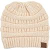 imageCC Exclusives Soft Stretch Cable Knit Messy Bun Ponytail Beanie Winter Hat for Women MB20A0 Crisscross Almond Oil