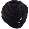 imageCC Exclusives Soft Stretch Cable Knit Messy Bun Ponytail Beanie Winter Hat for Women MB20A0 Crisscross Black