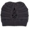 imageCC Exclusives Soft Stretch Cable Knit Messy Bun Ponytail Beanie Winter Hat for Women MB20A0 Crisscross Dk Mel Grey